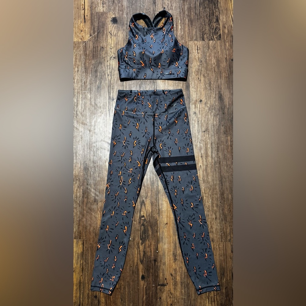 Stylish Gray and Orange Lighting Bolt Joggers